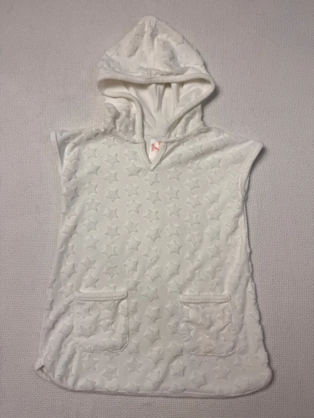 Cat & Jack Girls White Star Terry Hooded Swim Cover Up 4T